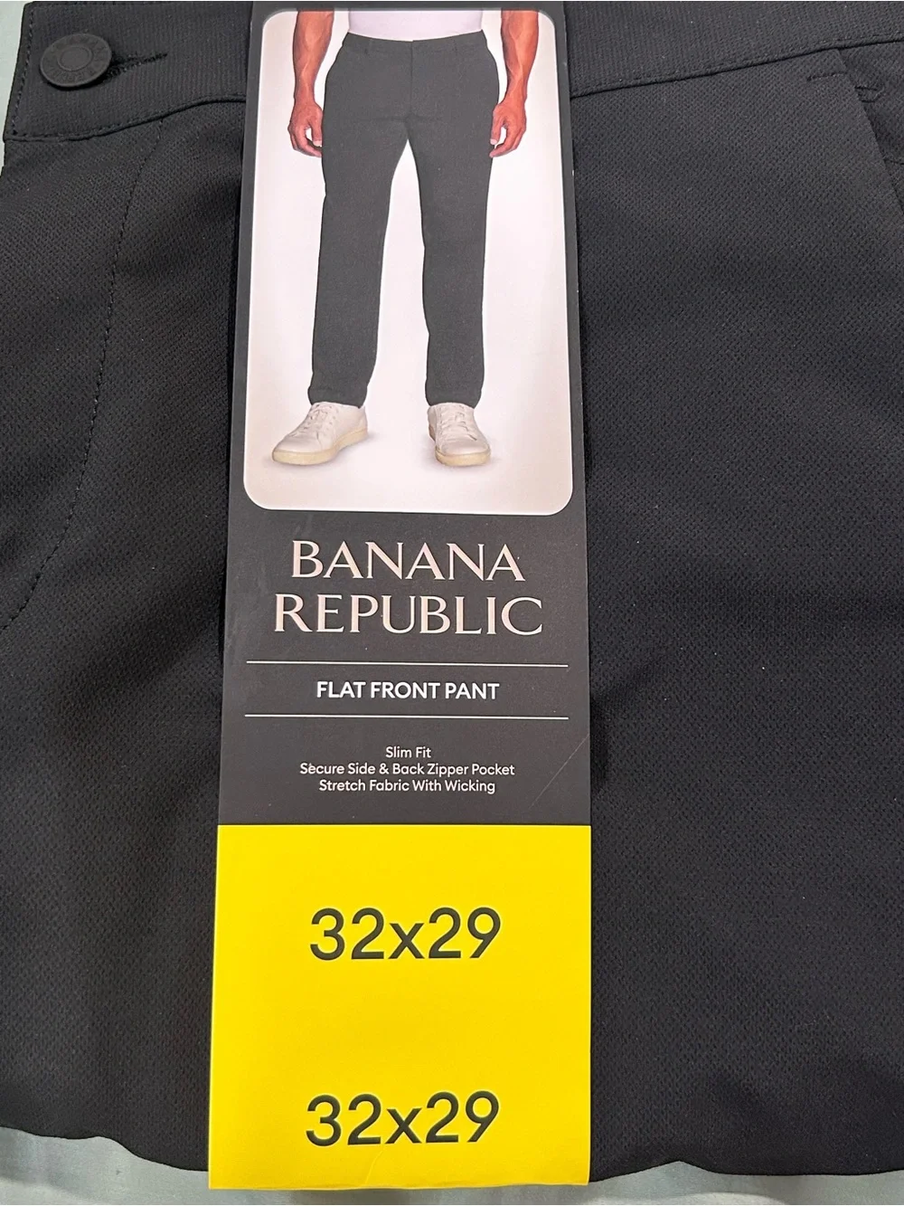Banana Republic Men’s Slim Fit Flat Front Stretch Pants Black 32x29 NWT